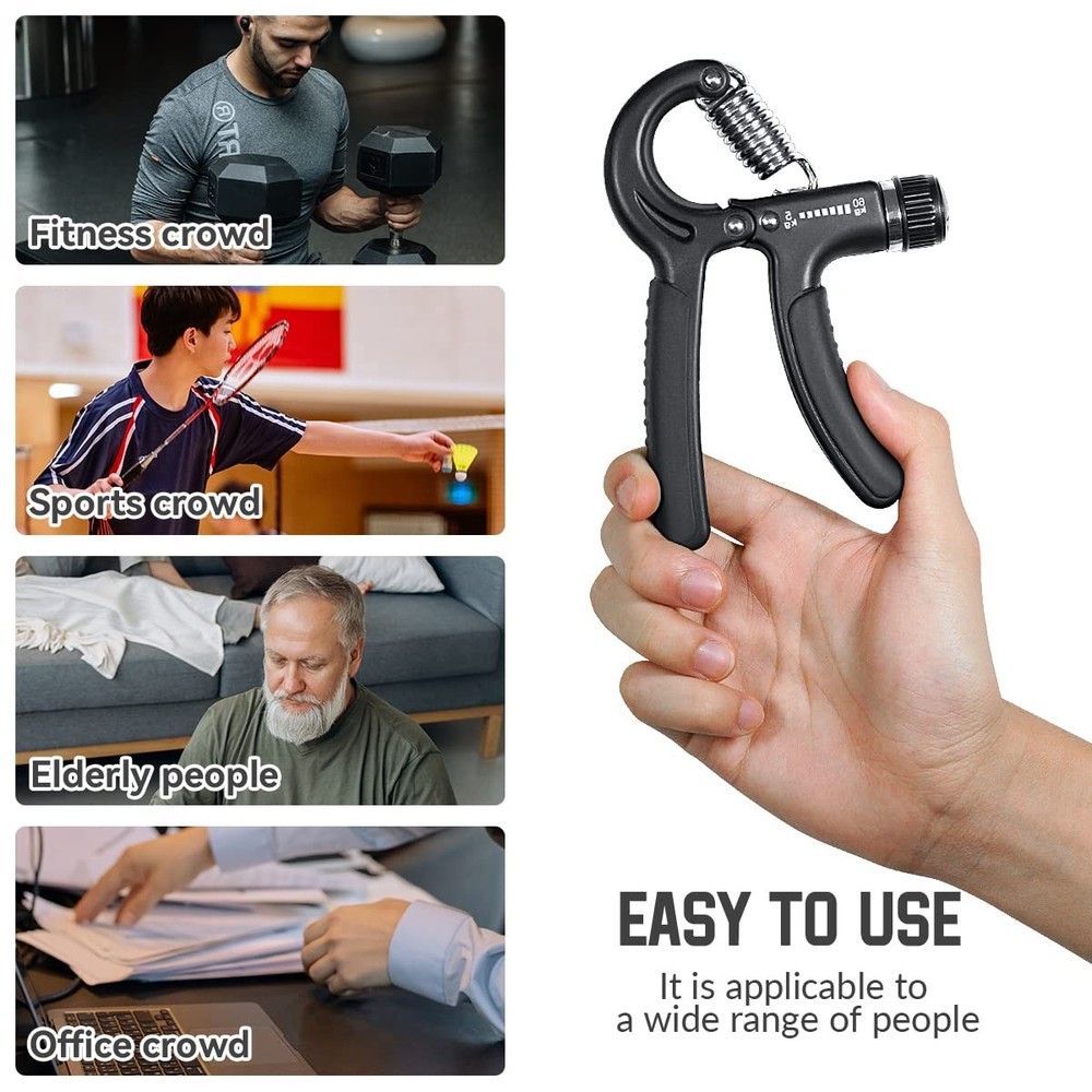 1 Pcs Hand Grip Strengthener Exerciser Workout Squeezer, black
