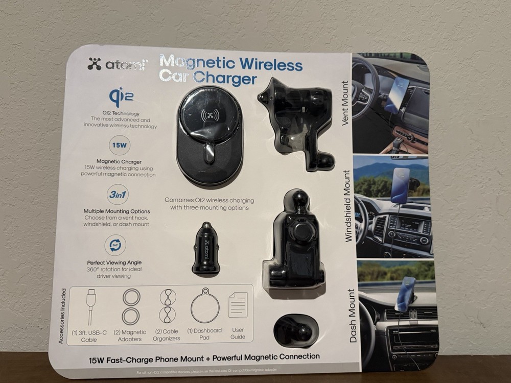 New Atomi Qi2 Wireless Car Charging Kit