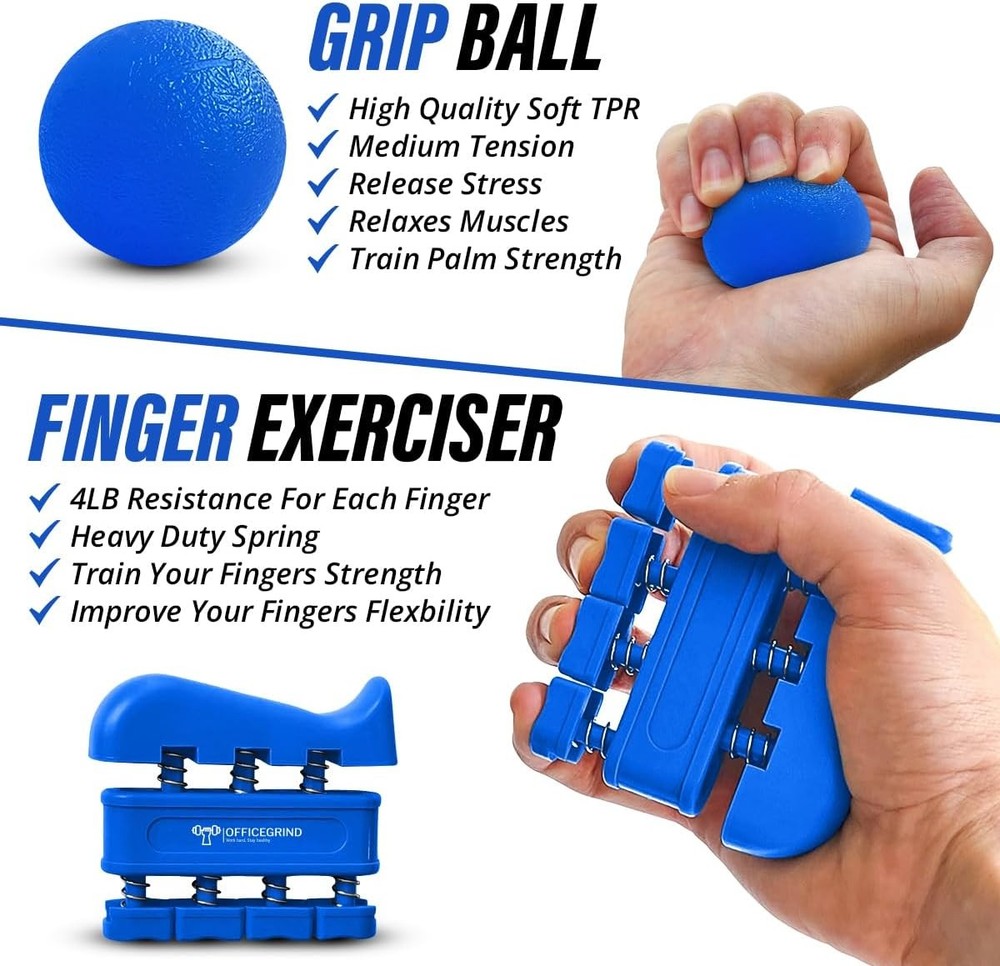 Grip Strength Trainer Kit with Finger Exerciser, Stretcher, Forearm...