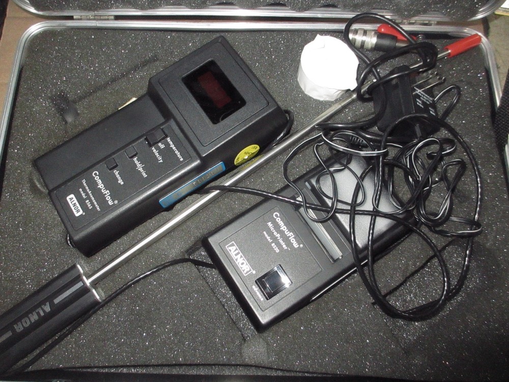 ALNOR COMPUFLOW 8565 Thermo Anemometer & 8520 Printer IN CASE