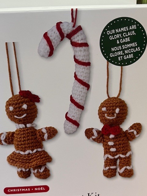 Intermediate Gingerbread Cookies &Candy Cane Crochet Ornament Kit Loops & Thread