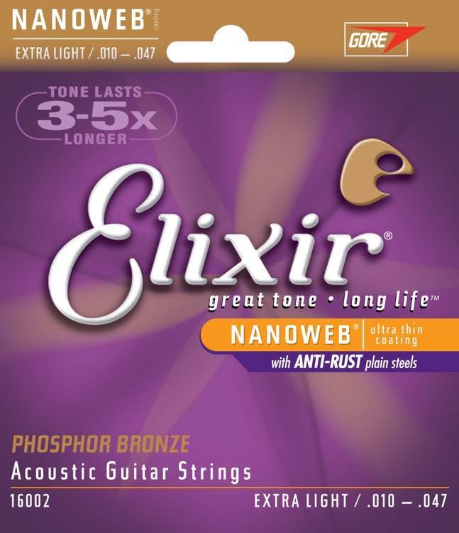 Elixir Nanoweb Phosphor Bronze Acoustic, Extra Light 10-47