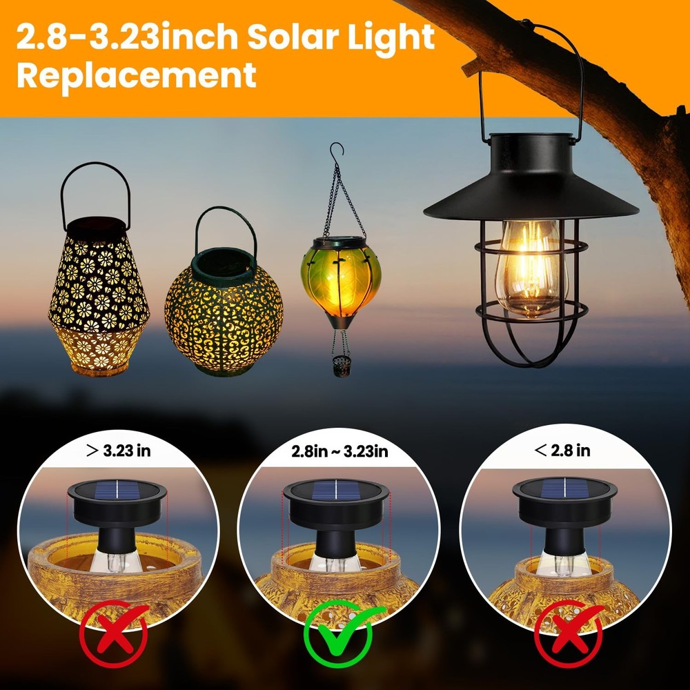 2 Pack Replacement Solar Light Tops,3.23in Hanging 2 Pack, Black
