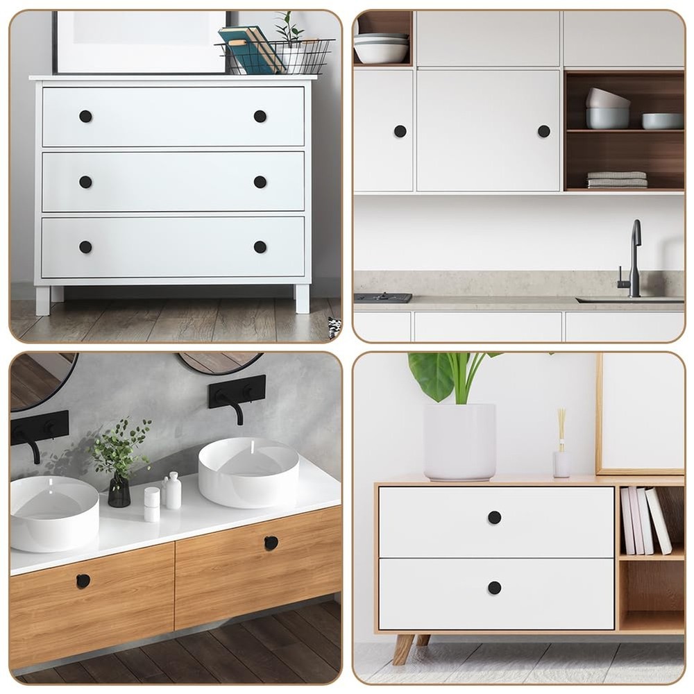 Ainiv 10 PCS Black Cabinet Knobs, Round Drawer Knobs, Mushroom Dresser Handle...