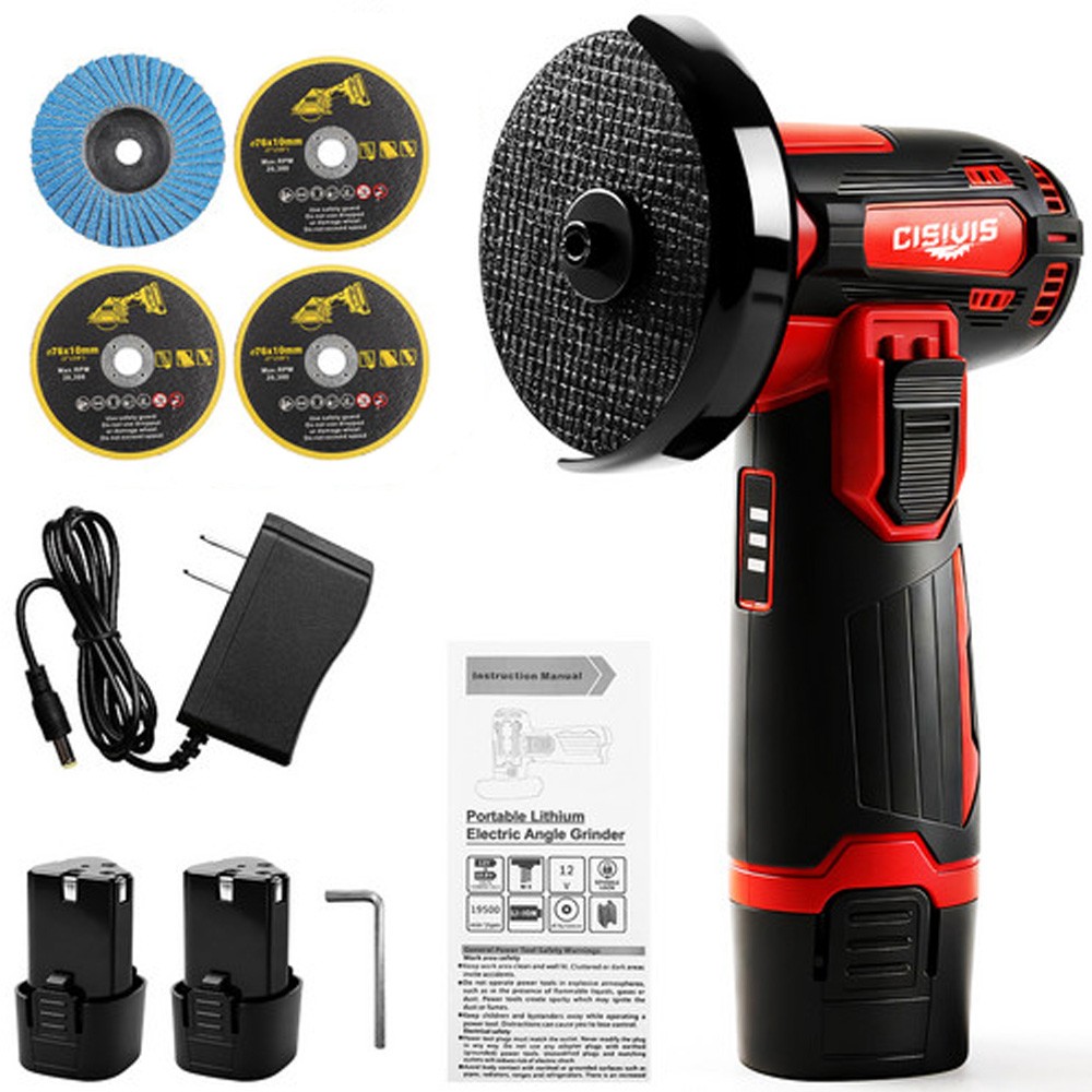 3" 12V Cordless Angle Grinder, Mini Cut-Off Tool & Polisher for Metal, Wood
