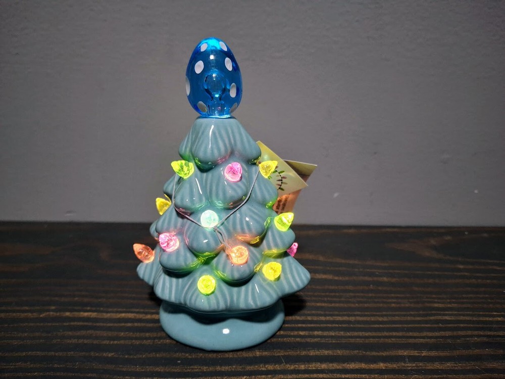 Blue Ceramic Tree LIGHTS UP with Multi-Color Lights 5 x 3 x 2 inch Easter