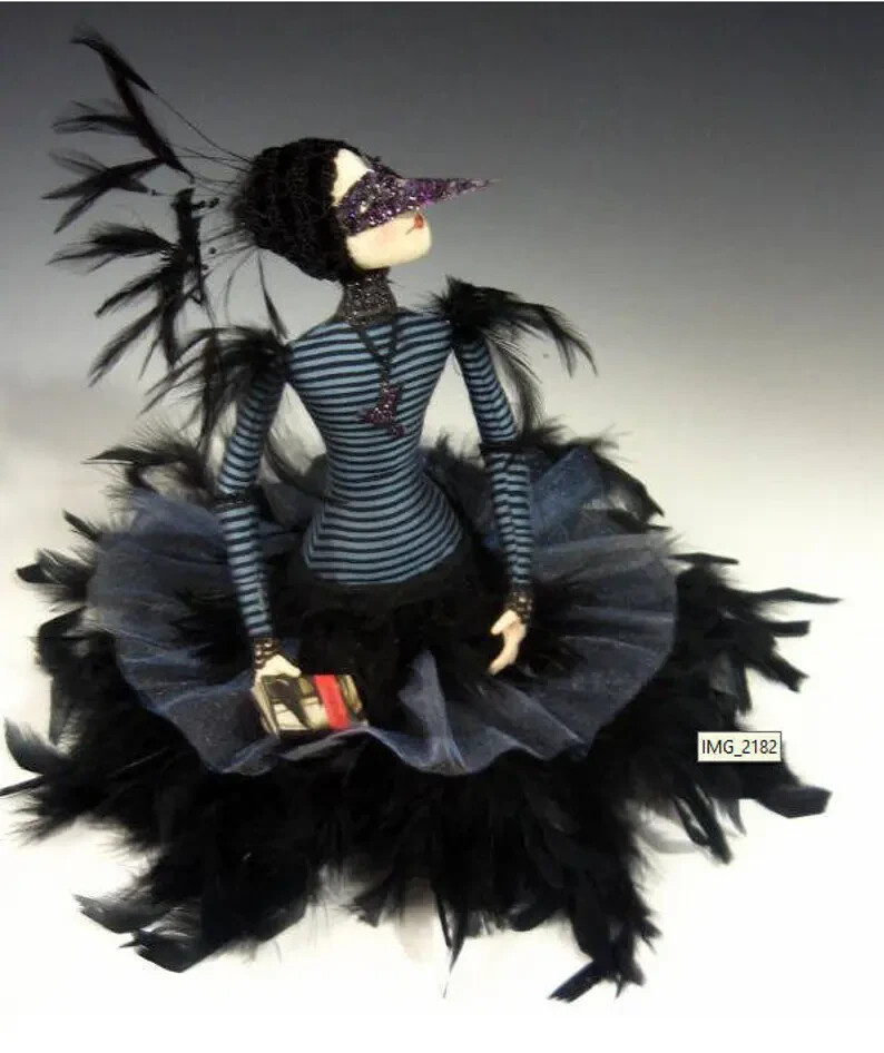 Cloth Art Doll Pattern Class Tutorial "The Raven" by Cindee Moyer