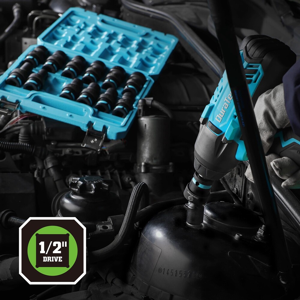 DURATECH 13PCS 1/2" Dr Swivel Socket Set Shallow Universal Impact Metric 10-24mm