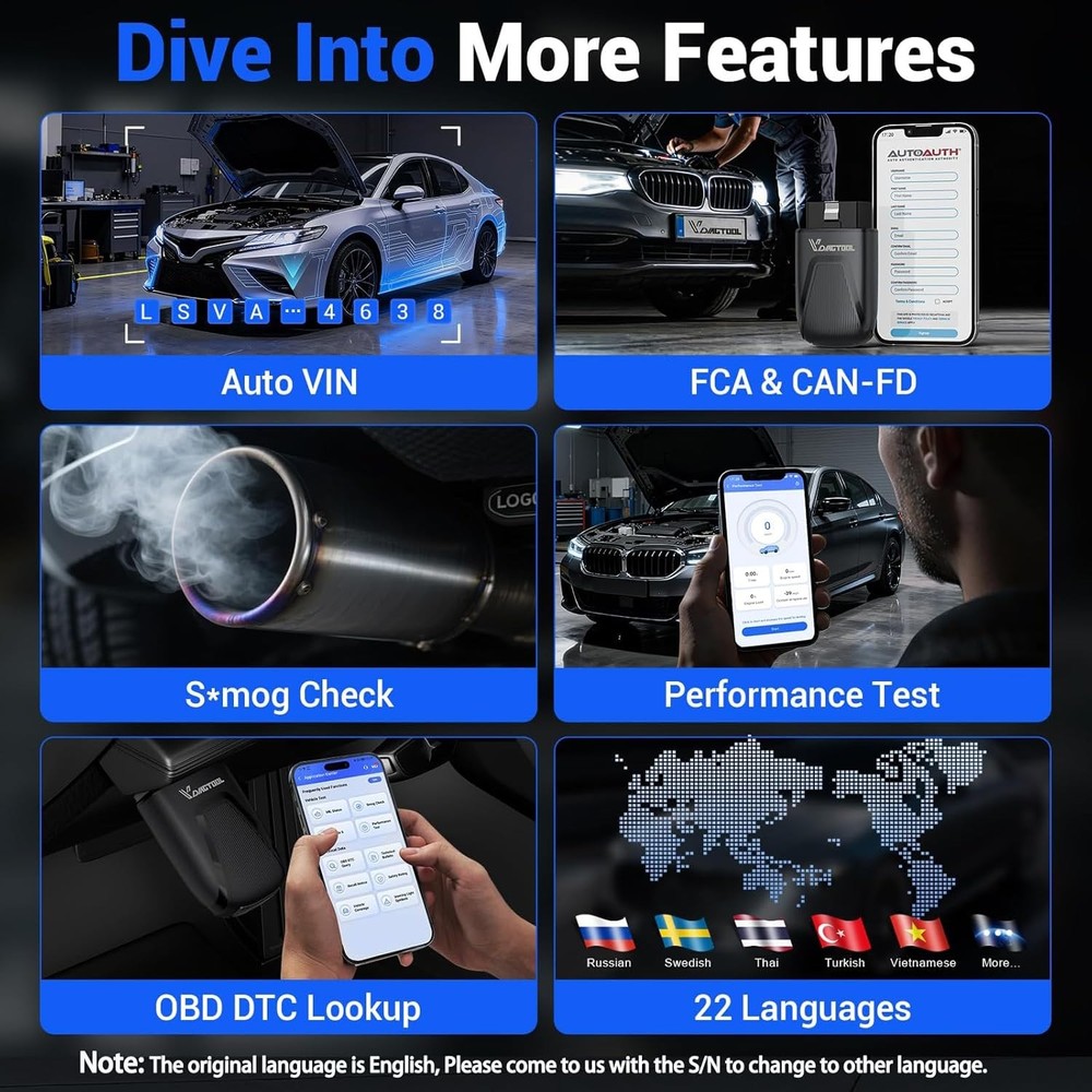 VDIAGTOOL D100 Auto Full Systems Bidirectional OBD2 Scanner Diagnostic Tool Free