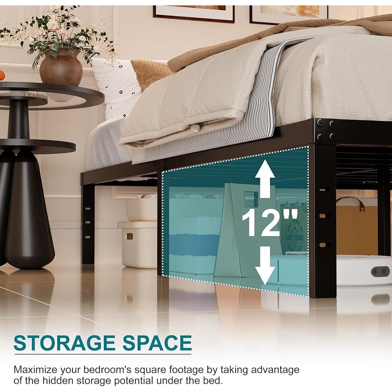 Twin XL Bed Frame Metal Multi-Angle Support Easy Assembly Under Bed Storage New