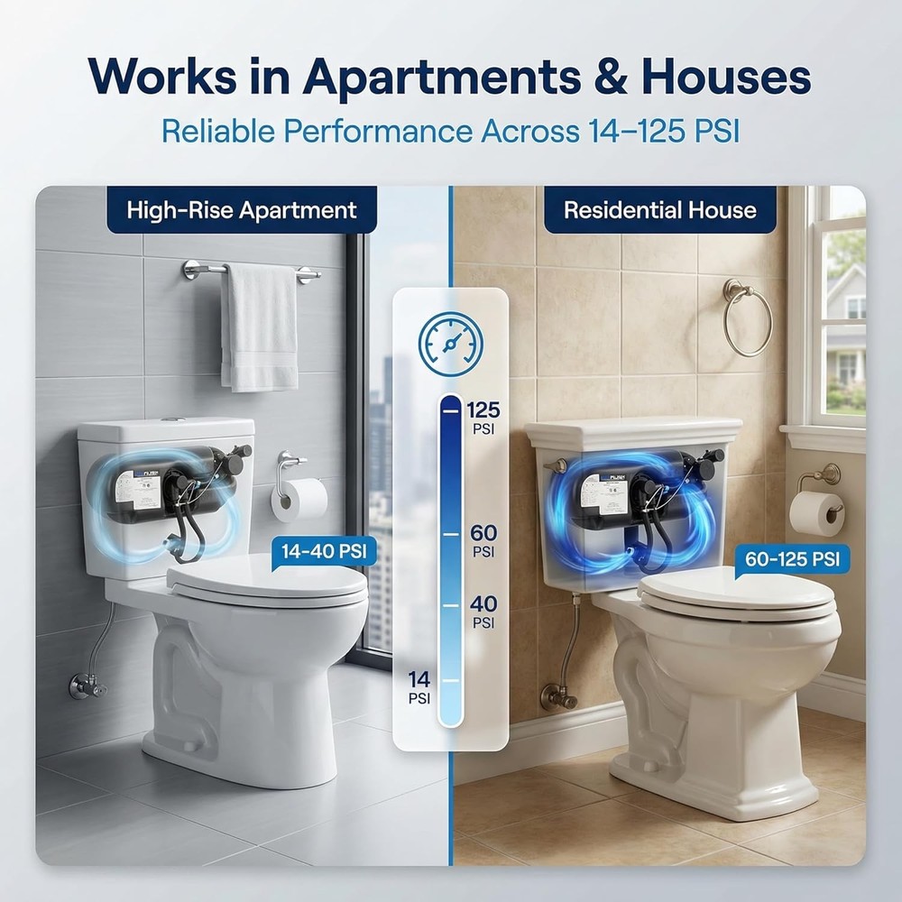 EcoFlush B8104 1.1 GPF (4 Lpf) Pressure Assisted Flush System Single Control ...