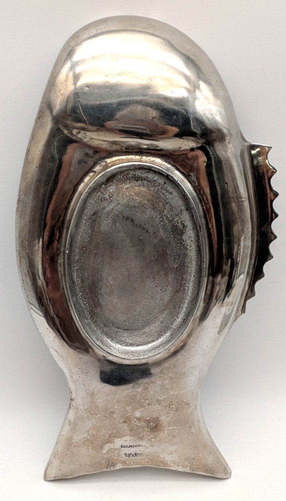 Embossed Silver Metal Fish Dish Mexico