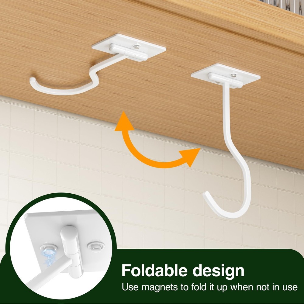 bussdis Banana Hook Under Cabinet: Foldable Hanger 1 Pack, White
