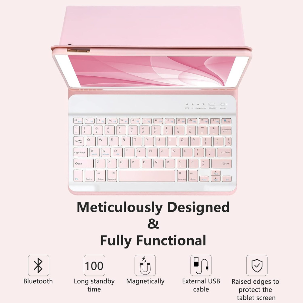 Keyboard Case for Ipad 10.2" 9Th 8Th 7Th Generation, with Detachable Bluetooth a