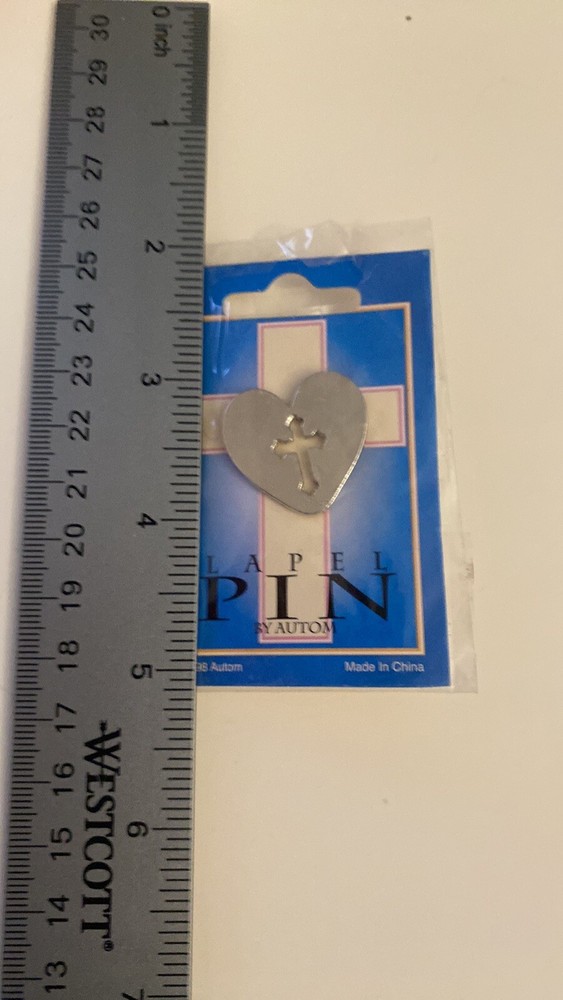Heart Religious Cross Lapel Pin P2