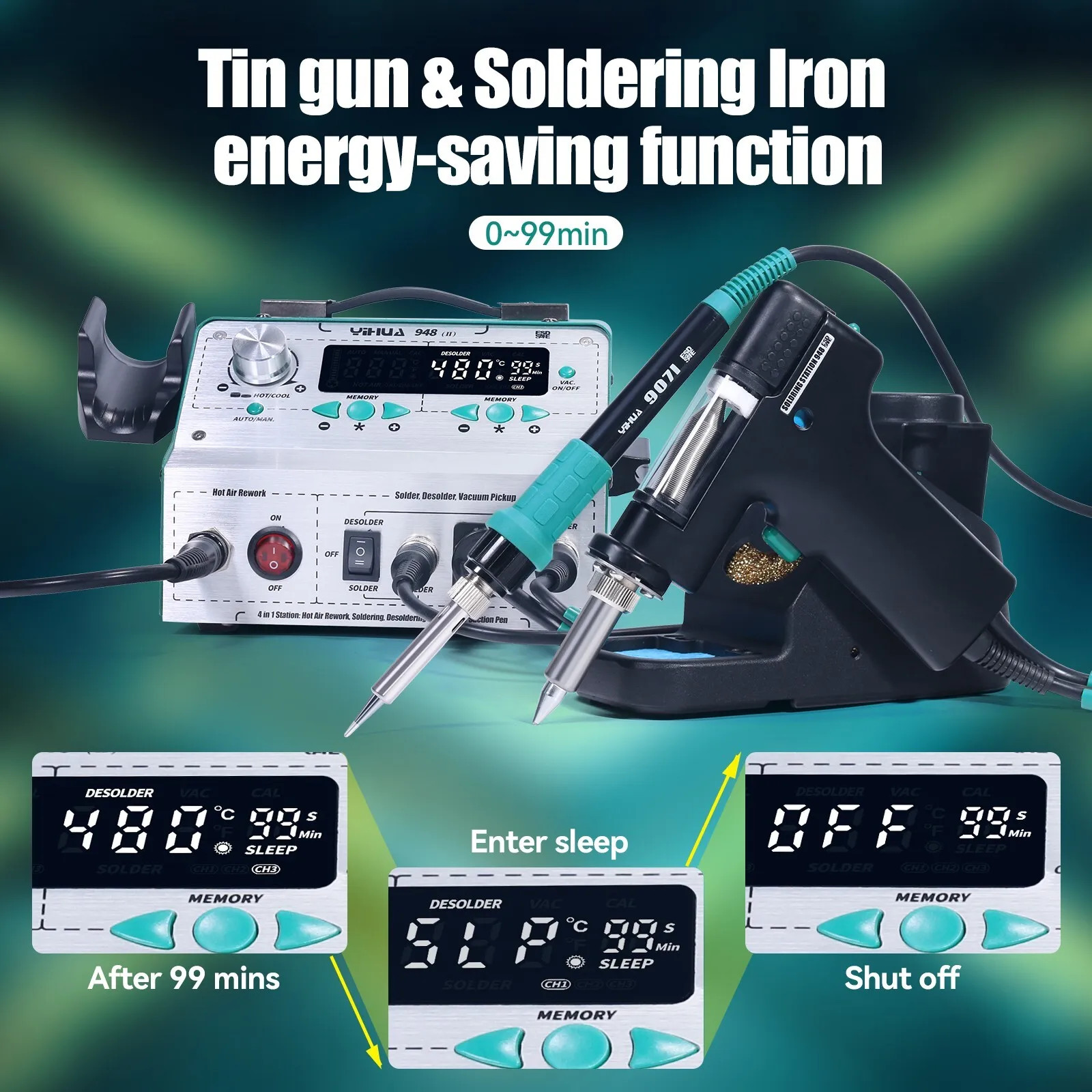 YIHUA 948-II 4-in-1 780W Hot Air Digital Display Desoldering Rework Station