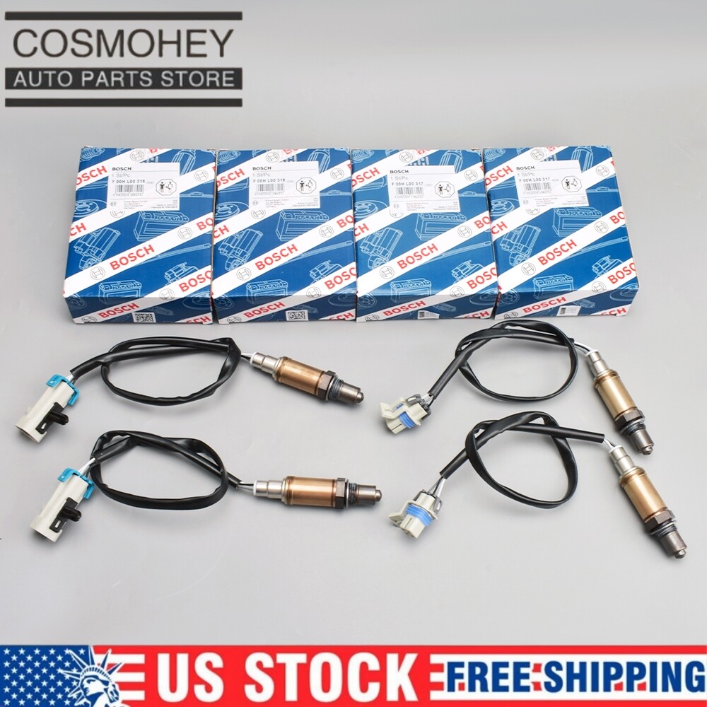 Set of 4 Bosch Oxygen O2 Sensor for 2008-2014 GM V8 4.8L 5.3L 6.0L 6.2L USA