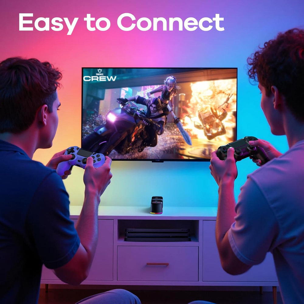 2 Pack Controller with Charger Dock for PS4 Wireless Game Controller, with LED C