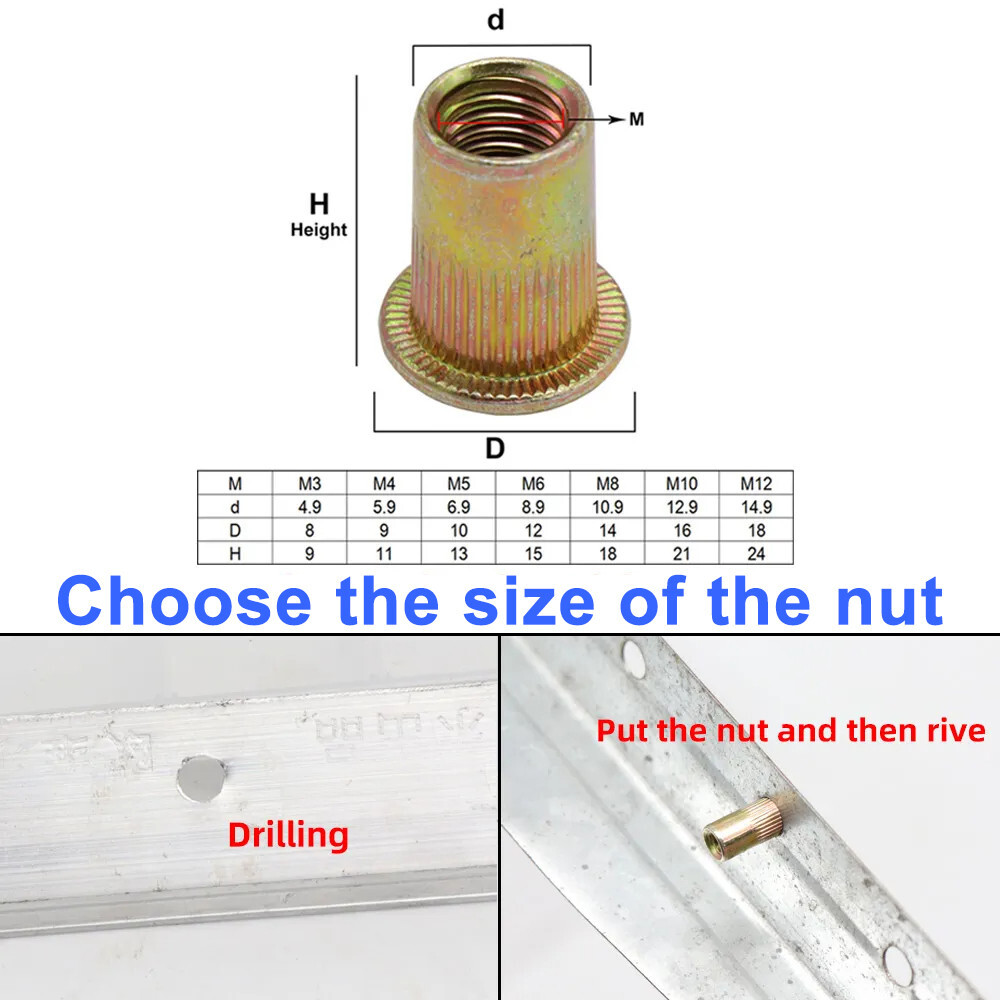 Hand Rivet Nut Gun,Head Nuts Simple Installation Manual Riveter Rivnut Tool Kit