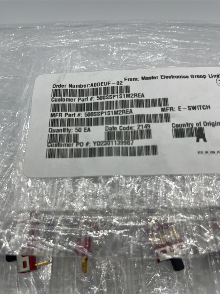 Master Electronics Slide Switch, 500SSP1S1M2REA, J01