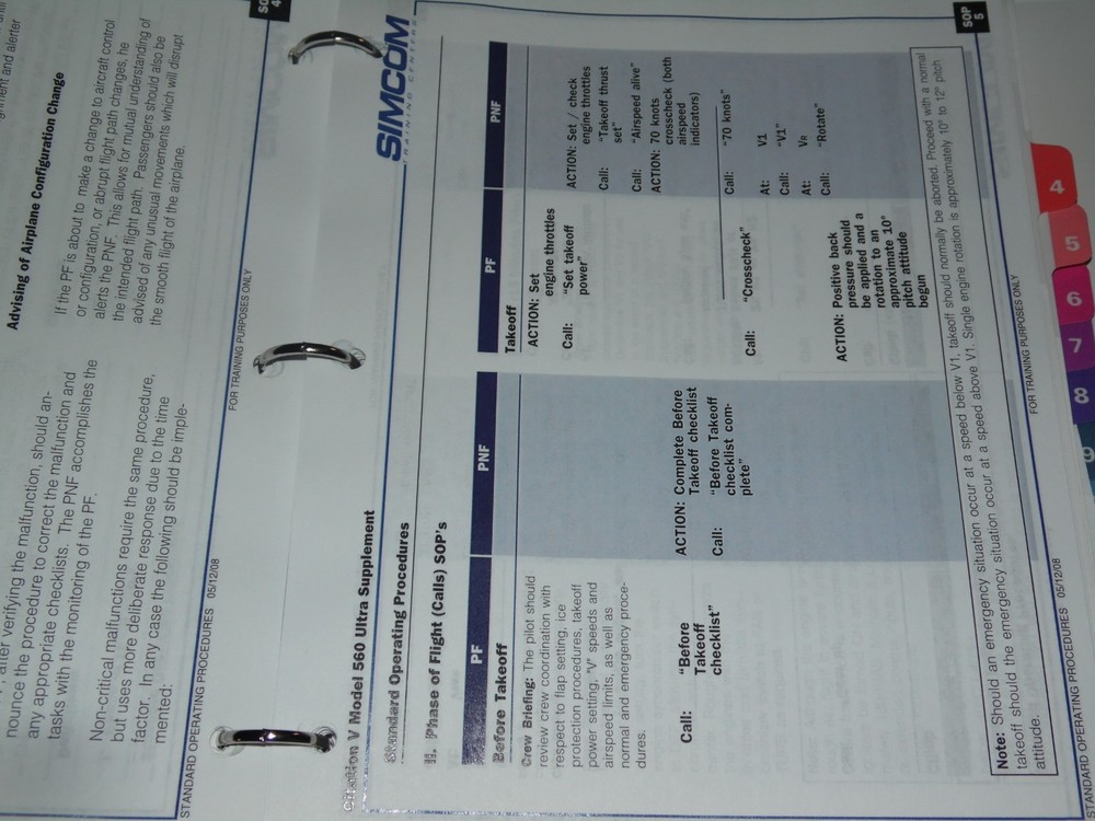 Simcom Citation V Model 560 Ultra Training Supplement Binder