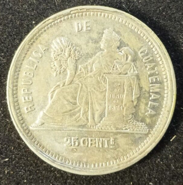 1881-E Guatemala Silver 25 Centavos
