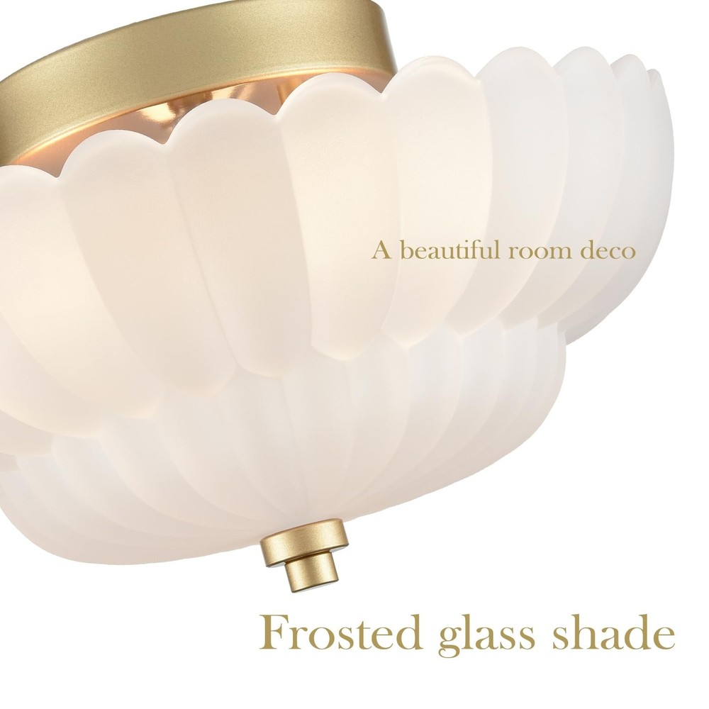 HYDELITE Gold Flush Mount Ceiling Light Fixture Modern Semi Flush Mount Ceili...