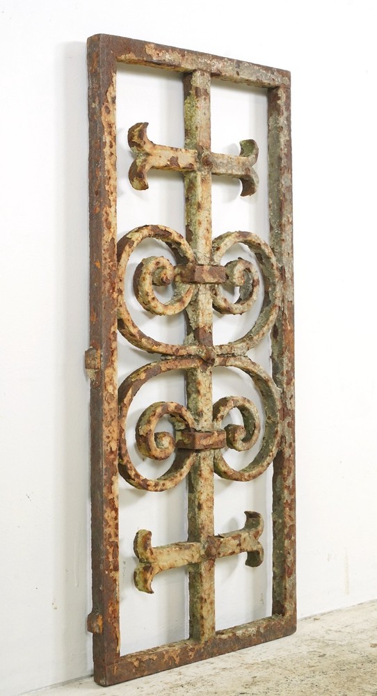 Vintage European Distressed Cast Iron Grill Panel