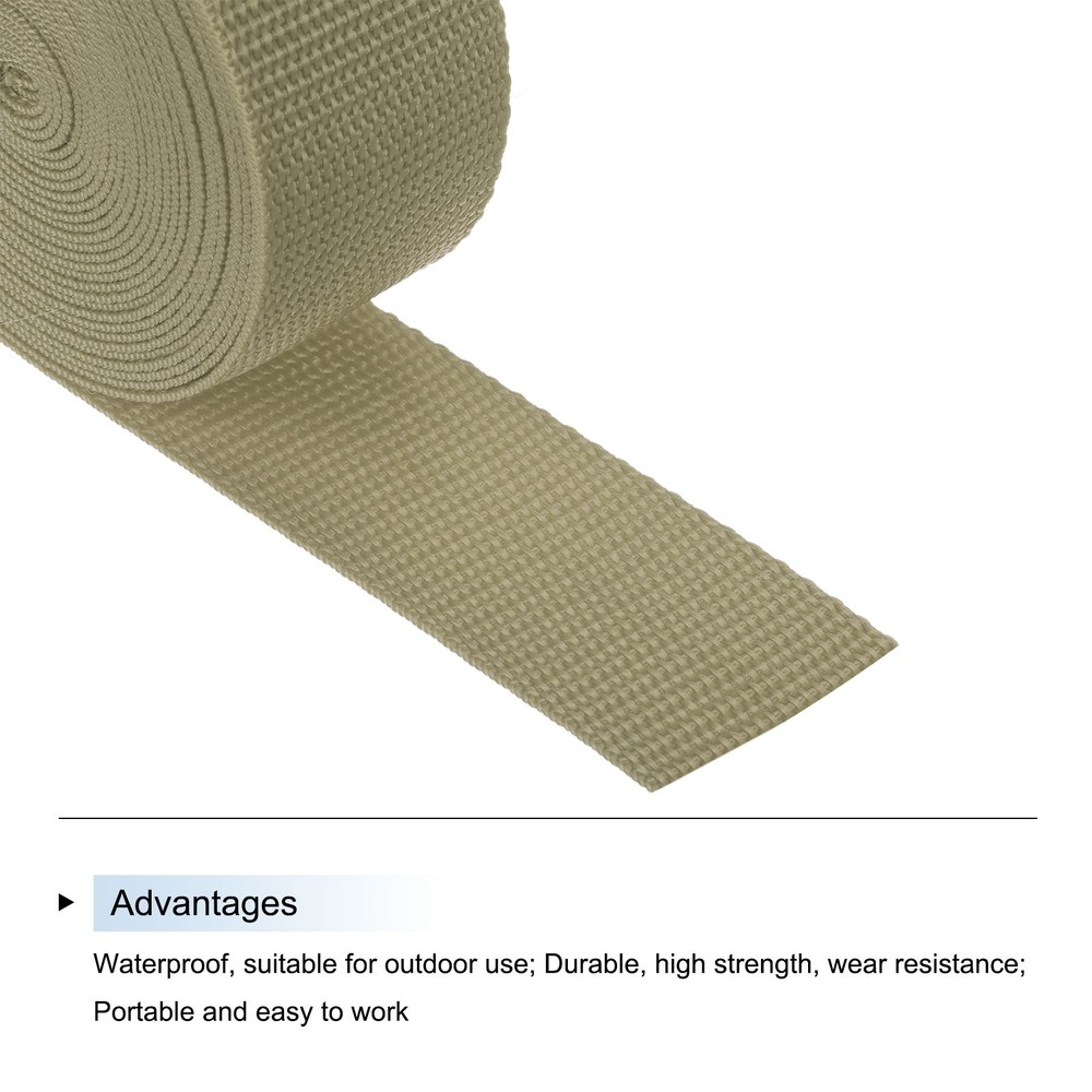 Lightweight Polypropylene Webbing Strap 3.8cm 5 Yard Khaki