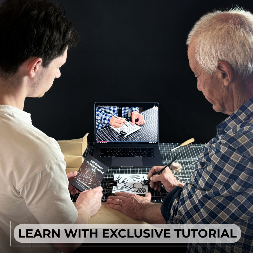 Beaver Wood Carving Kit for Beginners - DIY Wall Art Set with Video Tutorial