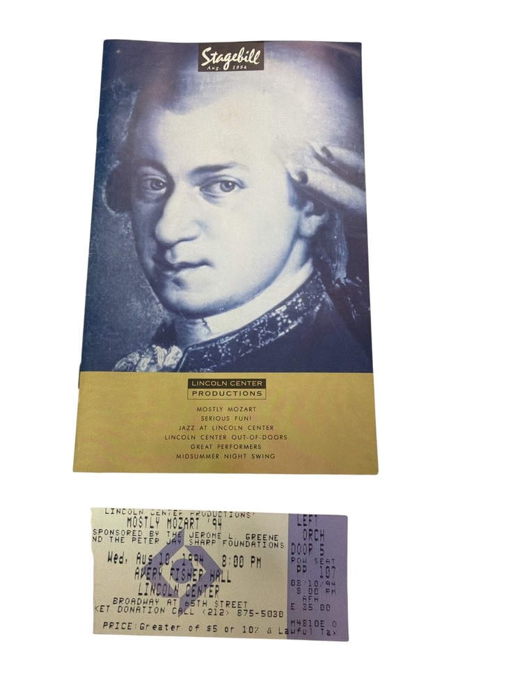 Mostly Mozart 1994 Lincoln Center Program w Ticket André Watts