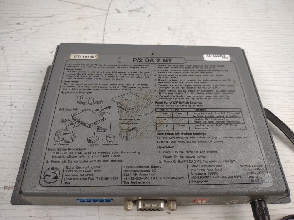 Extron P/2 DA2xi MT 2 Output VGA & Audio Distribution Amplifier