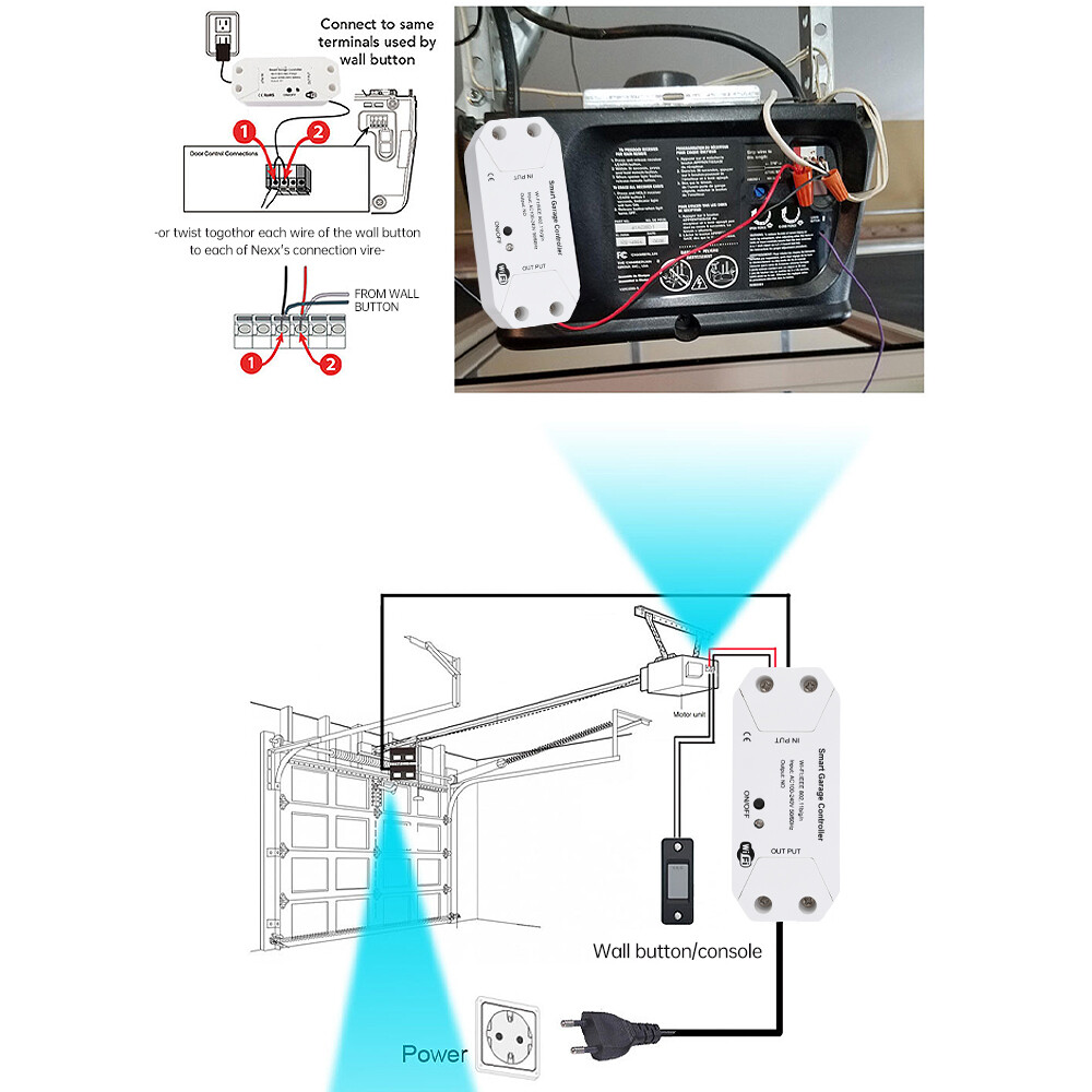 WiFi Smart Garage Door Opener Wireless APP Remote Controller Timer Voice Control