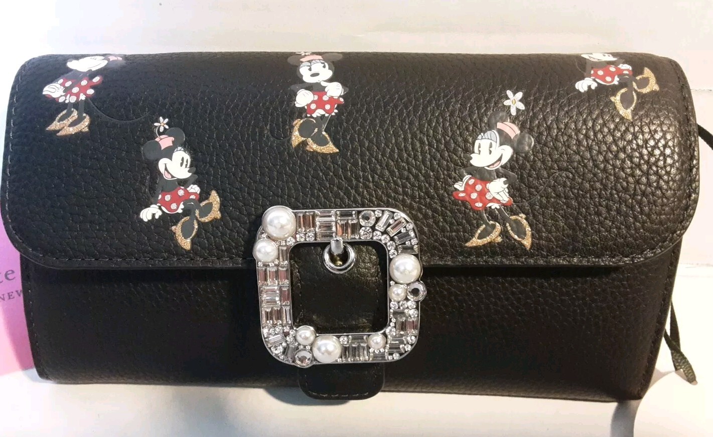 New with tag Kate Spade Disney Parks Minnie Mouse Leather Wallet Crossbody Bag