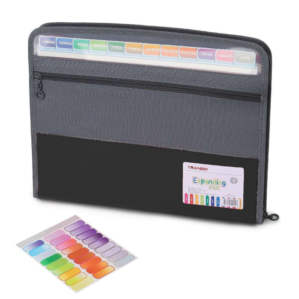 13 Pockets Waterproof Accordion File Folder Expanding Zipper Document Organizer