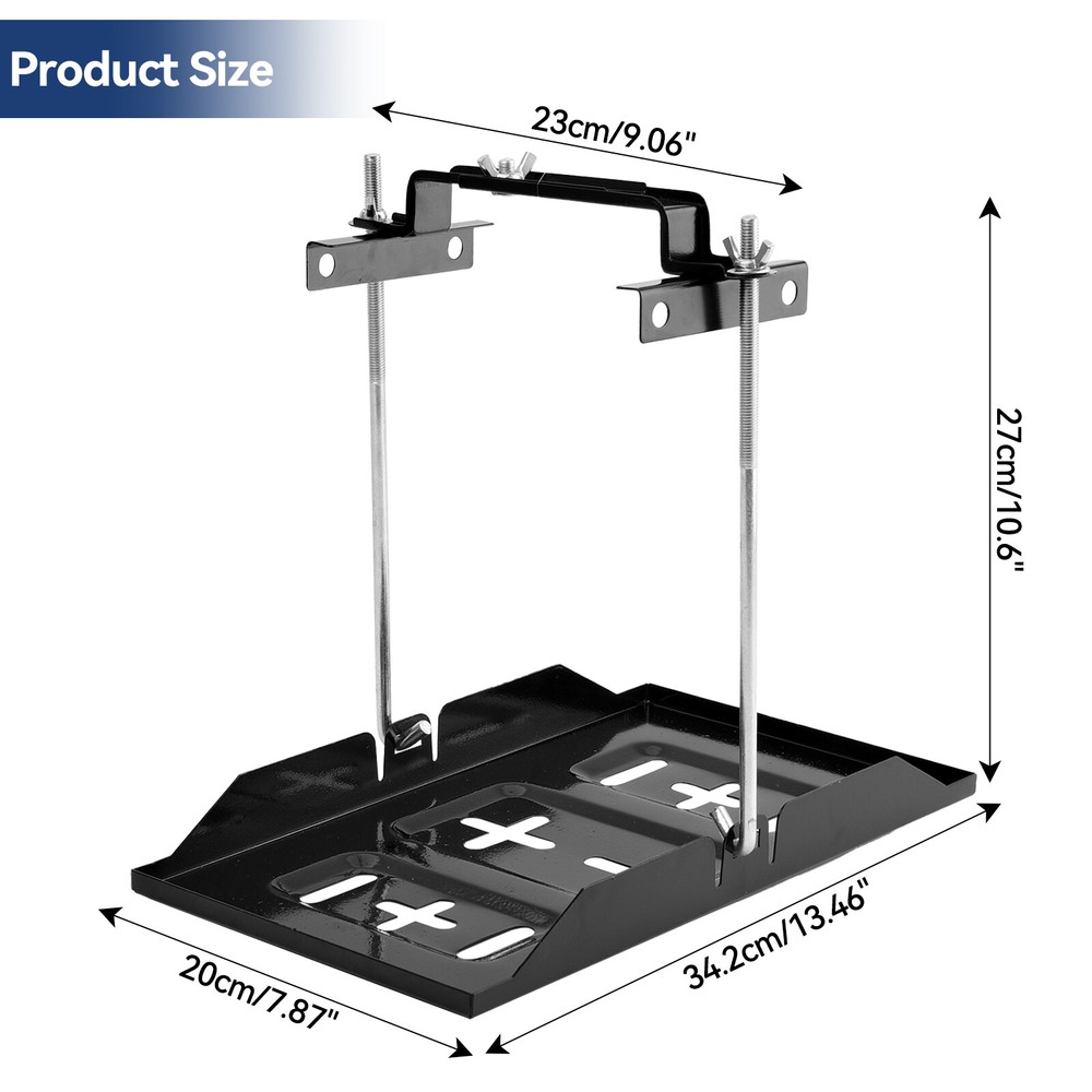 Universal Car Storage Battery Holder Adjustable Tray Hold Down Clamp Bracket