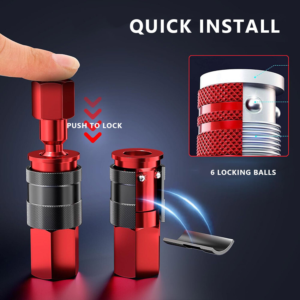 14pcs Heavy Duty Quick Coupler Set Air Hose Connector Fittings 1/4 NPT Tools Kit