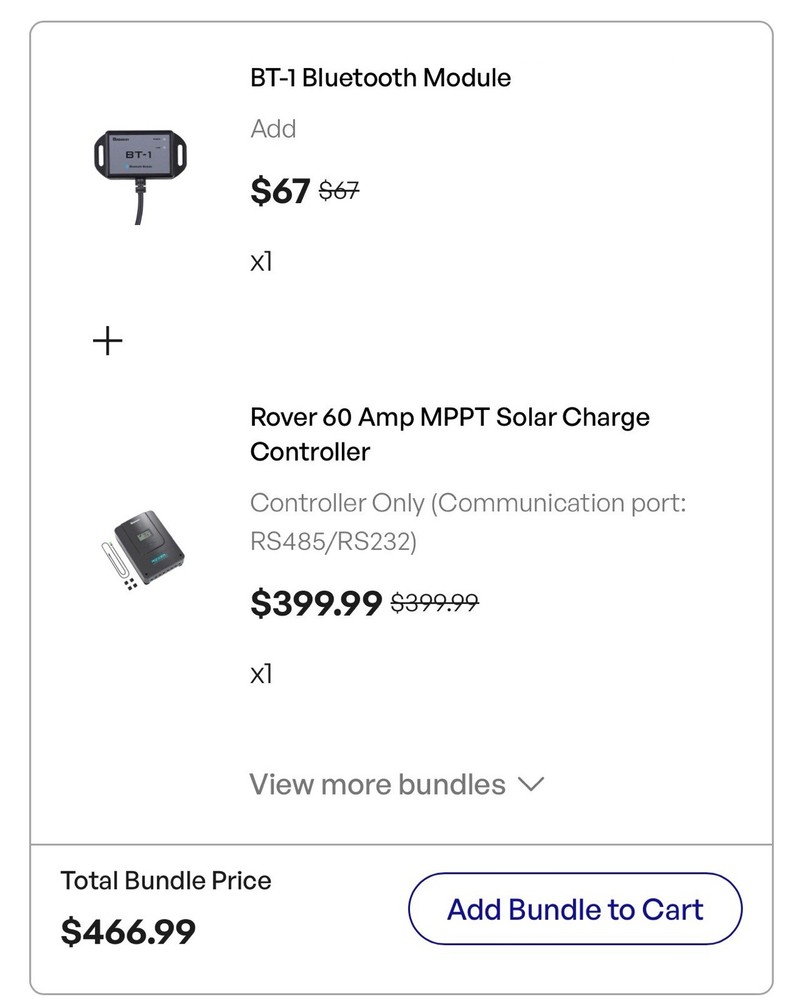 Renogy Rover 60A MPPT Solar Charge Controller w/Bluetooth Module LCD Display Blk
