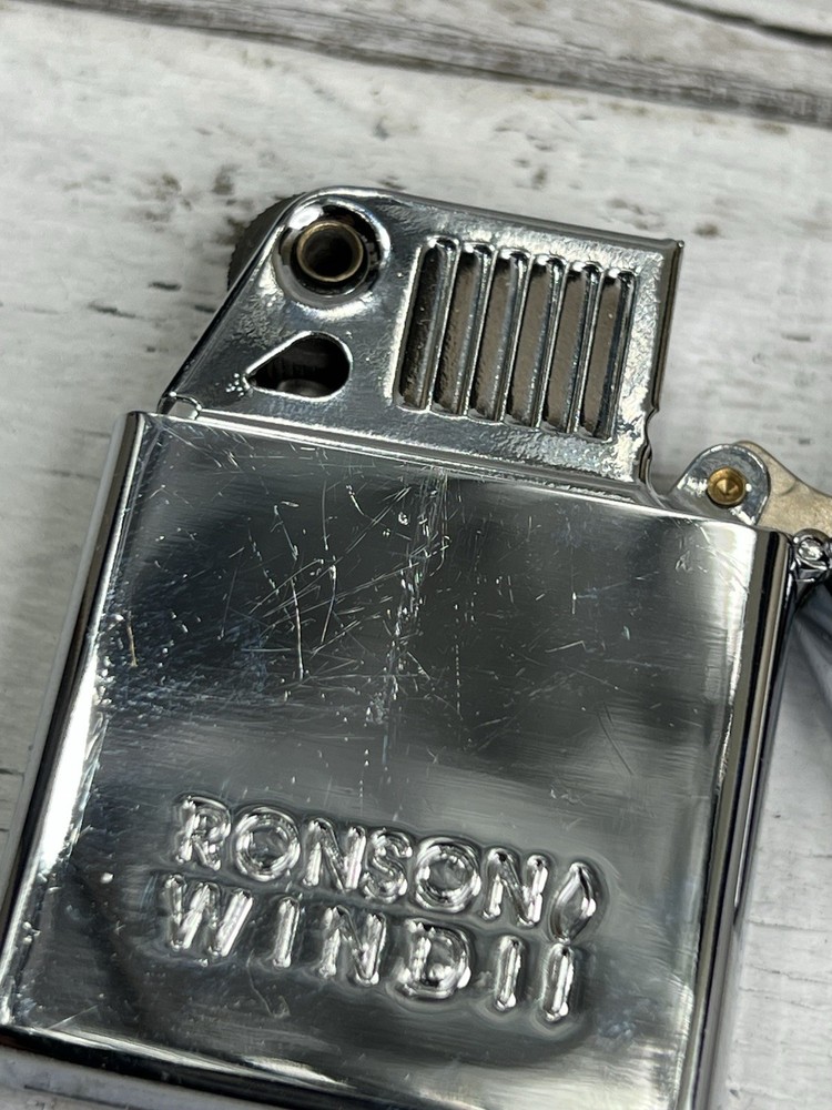 Ronson Wind II Shiny Chrome Windproof Lighter Sparks AS-IS Used Untested Scratch