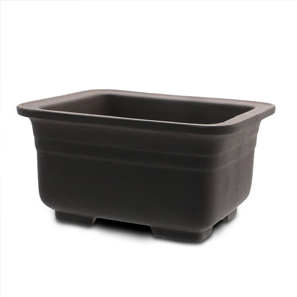 Japanese Bonsai Pot 18cm Rectangular Deep Unglazed Brown Seto Ware