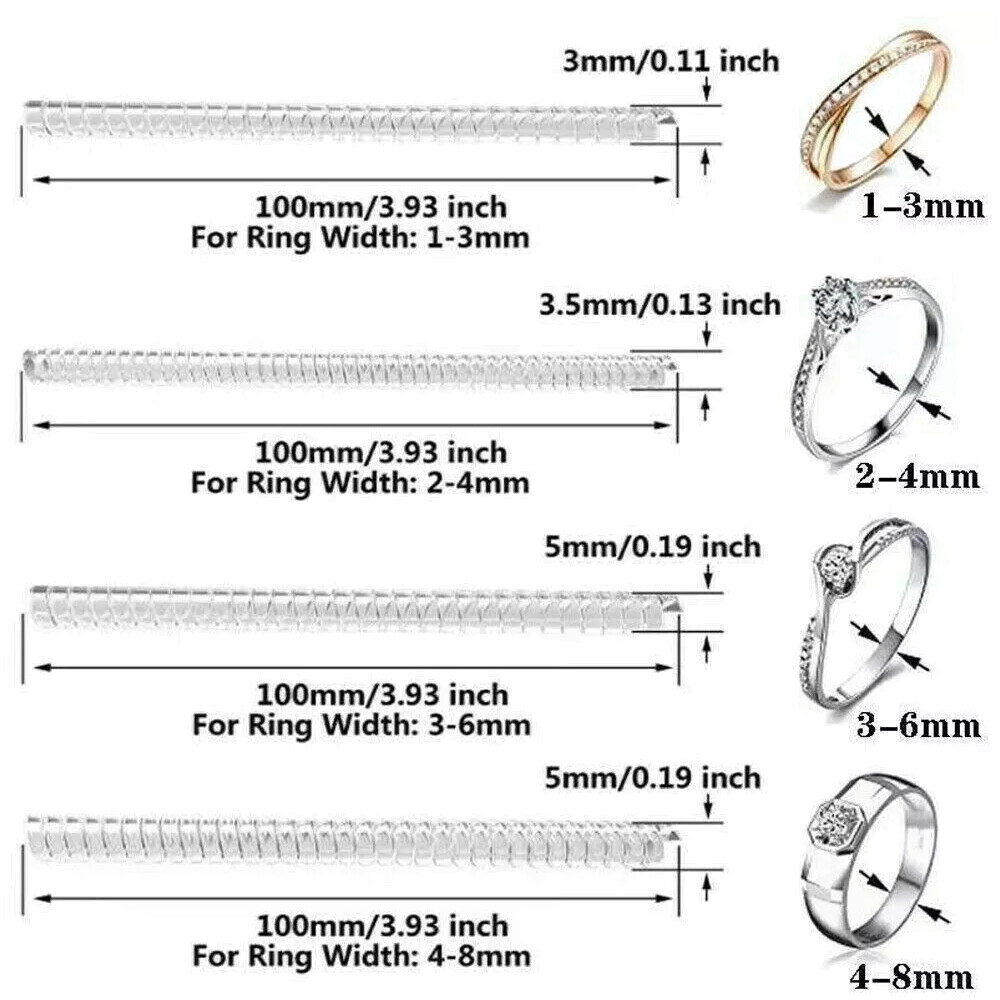 16Pcs Ring Size Adjuster Invisible Clear Ring Sizer Jewelry Fit Reducer Guard US