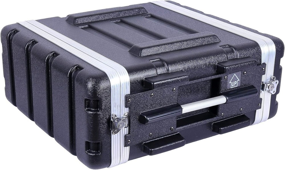 Crossrock Stackable 4U Rack Case, Standard 19.25” Depth, Polyethylene Hard-Black