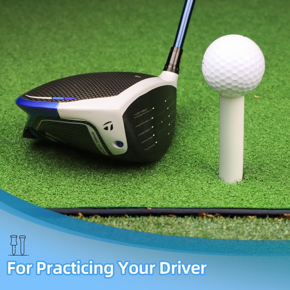 Durable Rubber Golf Tees for Driving Range & Simulator - 32 Pcs, 6 Sizes