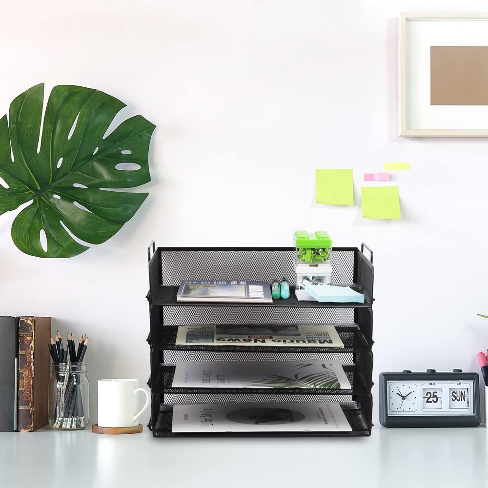 EASEPRES 4 Pack Stackable Desk Paper Tray, Metal Mesh Desktop Document Letter...