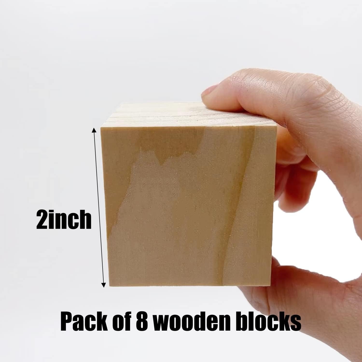 Wood Blocks for Crafts, Unfinished Wood Cubes, 2 Inch Natural Wooden Blocks, Pa