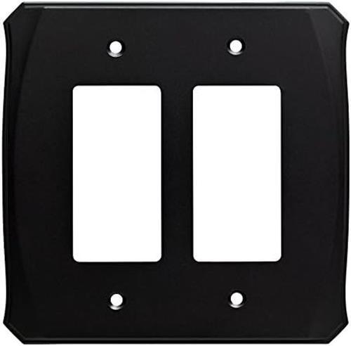 Serene Double Decorator Wall Plate Flat Black (787422)