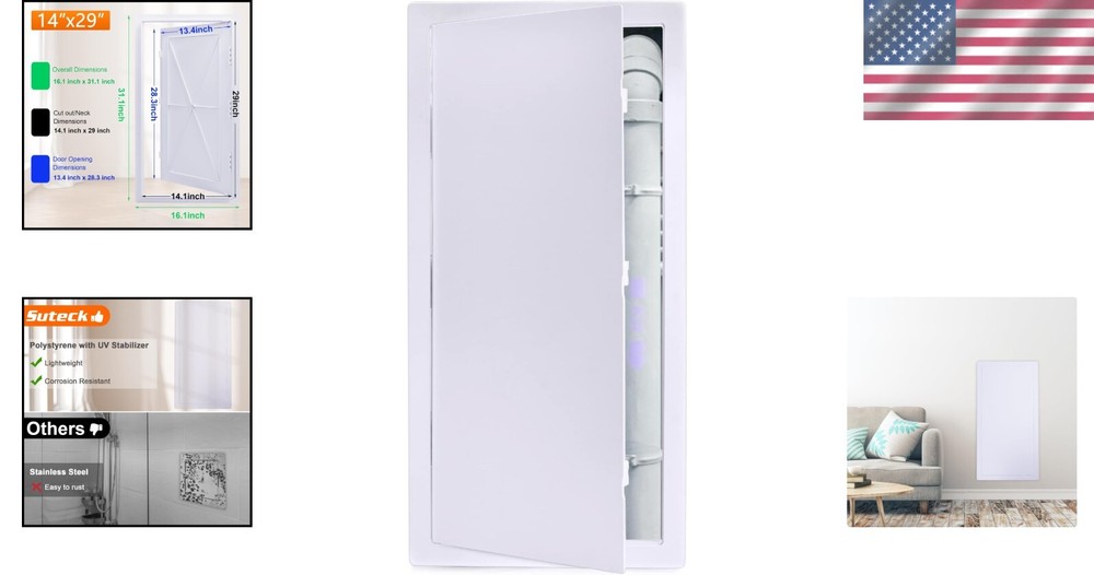 14 x 29 Inch Modern Plastic Access Panel - Easy Install Drywall Access Door