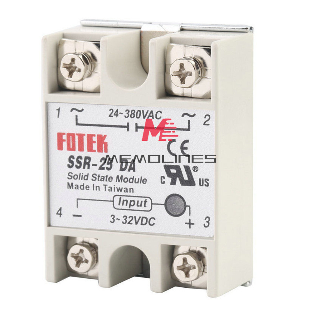 1-10PCS SSR-25DA Solid State Relay Module 25A DC 3V-32V Input AC 24V-380V Output