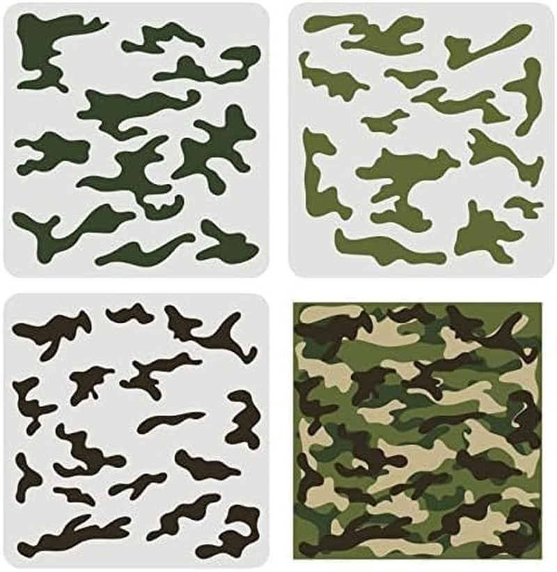 3 Pcs Camo Stencil Kit 11.8X11.8Inch Camo Stencils for Spray Paint Camouflage Pa