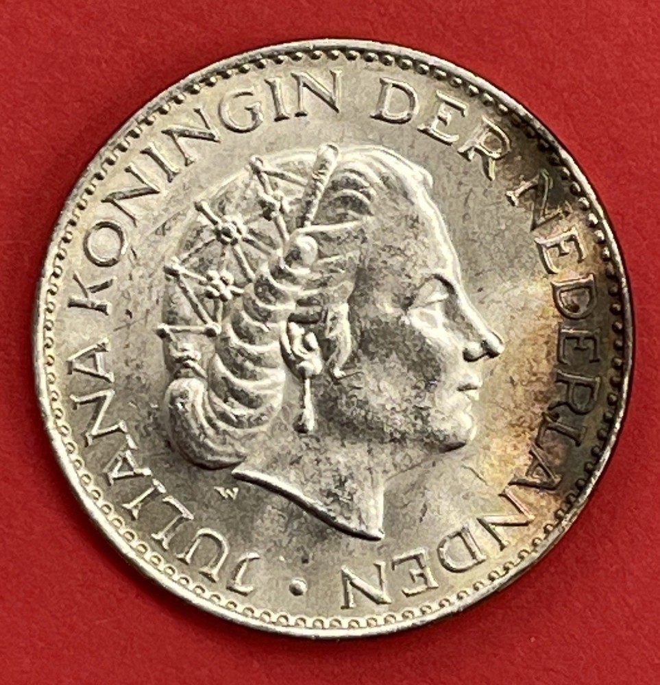 1964 Silver Netherlands 1 Gulden, Uncirculated.